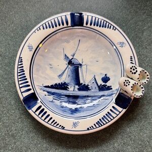 Blue Delft Windmill Decorative Wall Plate with Clogs